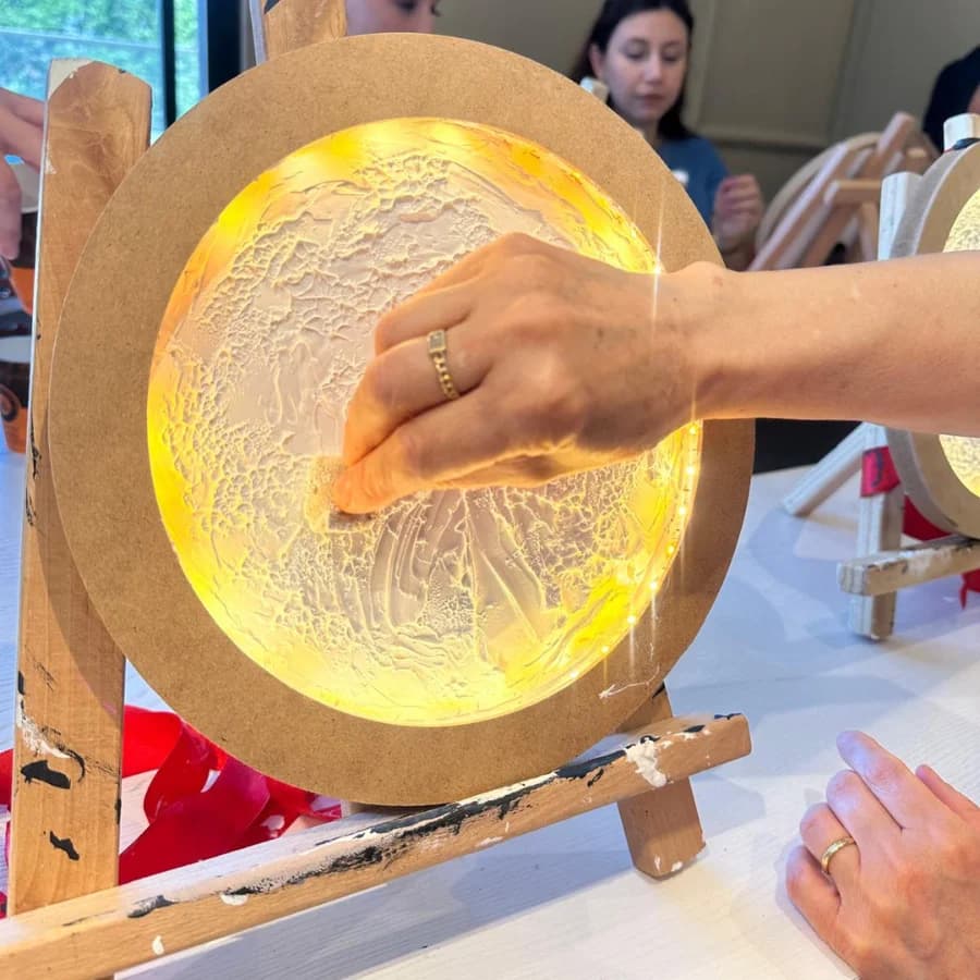 Finished textured moon lamp glowing